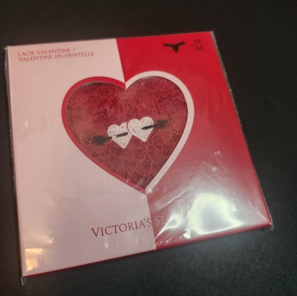 Victoria's Secret Red Lace Heart Panty Thong Med - Picture 1 of 3